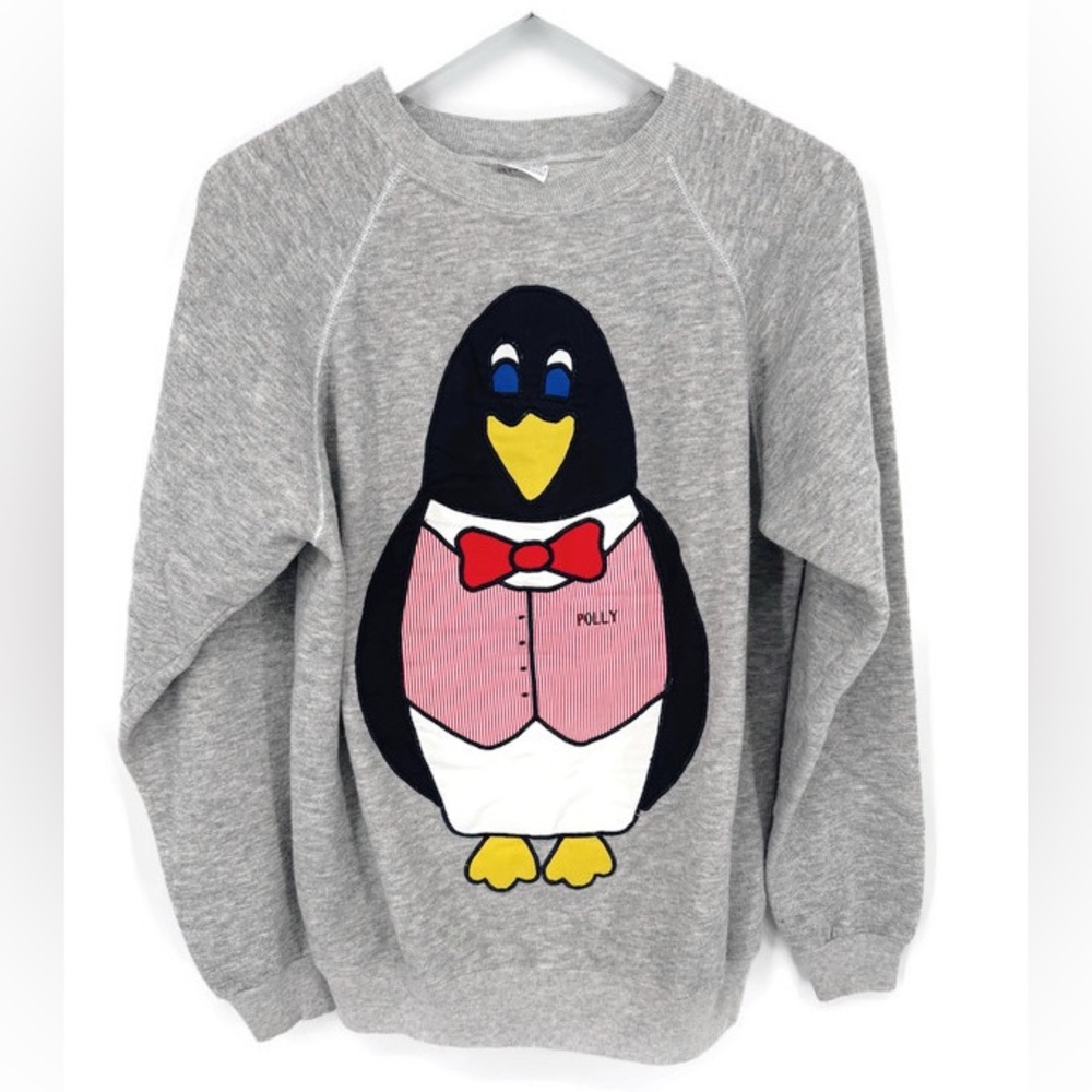 Vintage Hanes Penguin Graphic Sweatshirt Gray Made‎ in USA Size Large